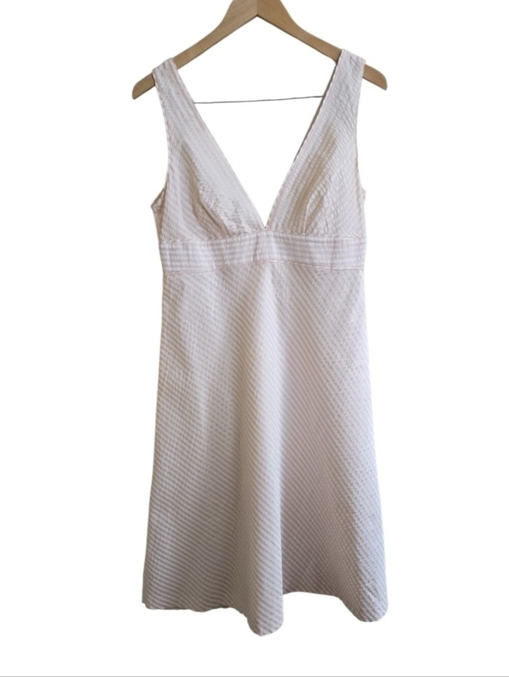 J. Crew Women's 100% Silk Pastel Pink & White Stripe Knee Length Dress. Size 10